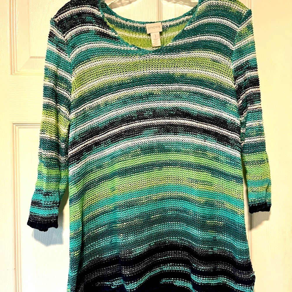 Chico’s Spring Sweater- size 1 (10) - green and blues